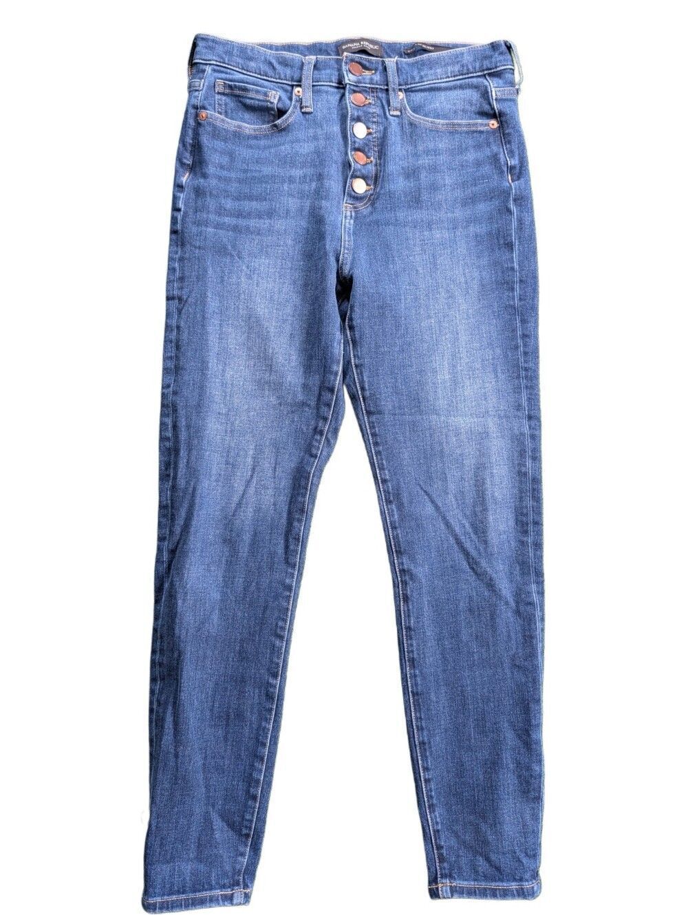 Banana Republic Womens Medium Blue Button Fly High-Rise Skinny Jeans Size 28R